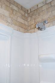 Home By Heidi Diy Cost Efficient Bathroom Bathrooms Remodel Shower Inserts Shower Surround
