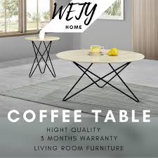 Natural wooden edge end table, hurricom rustic old round wood side table nightstand accent table with hairpin legs, 20 inch tall. Wety Home Coffee Side Table Round 800mm Round 400mm Solid Wood Coffee Table With Metal Leg Living Room Furniture Shopee Malaysia