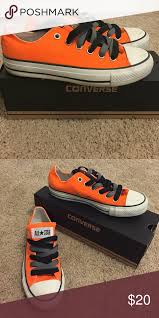 Black And Orange Converse Neon Orange Converse Women S 7 Men S 5 Orange Converse Womens Converse Converse