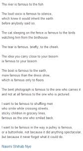 Famous Poem By Naomi Shihab Nye Poem Hunter Poem A Day Inspirational Words Poems