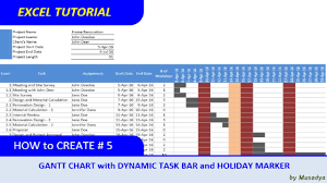 simple method to create excel gantt chart with dynamic task bar and holidays marker