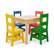 Melissa Doug Kids Furniture Wooden Table And 4 Chairs Primary Colors Kids Furniture Wooden Green Chair Wooden Tables