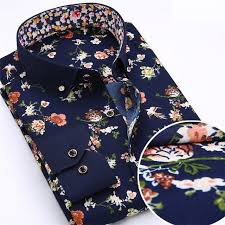 Men S Dress Shirts Casual Shirts Navy Blue Floral Shirt Mens Floral Dress Shirts Mens Spring Shirts Long Sleeve Shirt Men