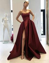 Extended Prom Evening Wear And Long Business Dresses For Dances And Human Hormones Longprom Strapless Prom Dresses Burgundy Prom Dress Simple Prom Dress Long