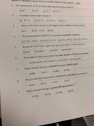 Solved Suelion A Multiple Choice Cirele Tor Darken Letter Chegg Com