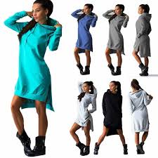 Women Hooded Hoodie Dress Casual Long Sleeve Sweatshirt Pullover Sweater Tops Long Dresses Ideas Of In 2020 Hooded Sweatshirt Dress Hoodie Mini Dress Hoodie Dress