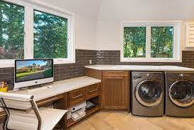 Our laundry room is only 7 ft by 7 ft with an angle cut out of it. Home Office Laundry Room Houzz
