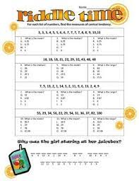 Measures Of Central Tendency Riddle Time Central Tendency Riddles Central