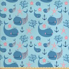 Ben textiles 60'' poly cotton broadcloth fabric, coral, fabric by the yard. Whale Fabric By The Yard Happy Smiling Sea Animals With Coral Reef Anchor Starfish And Shells Decorative Fabric For Upholstery And Home Accents By Ambesonne Walmart Com Walmart Com