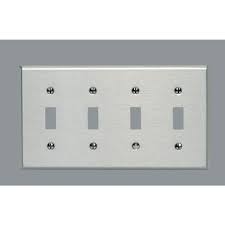Leviton Stainless Steel 4 Gang Toggle Wall Plate 1 Pack 84012 The Home Depot