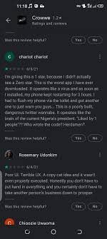 Google has yanked off crowwe, an instant messaging and financial transaction app created by nigerian politician adamu garba, from play store following several days of persistent negative reviews. Jermaine S Tweet I M Reading The Crowwe App Reviews And Chariot Chariot Whoever You Are I Hope You Re Having The Best Day Trendsmap
