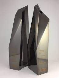 Metal Sculptural Award Bespoke Design Trophy With Electroplated Finish Digital Print Created By Artisaned Awards Trophy Design Awards Trophy Glass Awards