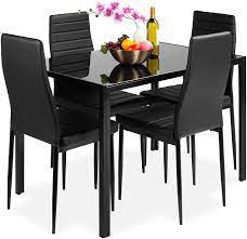 Shop modern kitchen + dining furniture at design within reach. Black 5 Piece Kitchen Dining Table Set Tempered Glass Tabletop 4 Faux Leather Chairs Kitchen Dining Room Furniture Table Chair Sets
