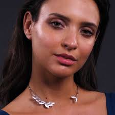 Ras de cou feuille d'olivier en argent sterling : collier artisanal fait  main