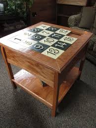 A jigsaw is a saw which uses a reciprocating blade to cut irregular curves, such as stenciled designs, in wood, metal, or other materials. Sliding Puzzle Secret Compartment Table Puzzle Table Coffee Table Secret Compartment