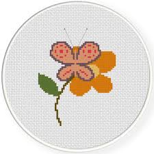 Butterfly In Flower Cross Stitch Pattern