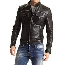 Mens Biker Leather Jacket Slim Fit Leather Jacket Mens Men Fashion Jacket Black Leather Jacket Men Jackets Men Fashion Leather Jacket Men
