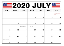 July 2020 Usa Holidays Calendar In 2020 Holiday Calendar Usa Holidays Monthly Calendar Template