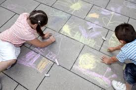 Image result for drawing of kids writing with sidewalk chalk