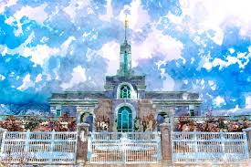 The mount timpanogos utah temple is located in american fork, utah. Mount Timpanogos Lds Temple Watercolor Digital Art By Elias James