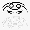 Cancer zodiac sign design form illustration doodle drawing tattoo and freehand typography style. 1