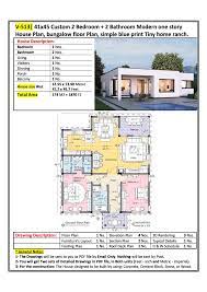 Maybe you would like to learn more about one of these? V 513 Bungalow Floor Plan Modern One Story House Plan Custom 2 Bedroom 2 Bathroom Simple Blue Print Tiny Home Ranch