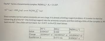 Solved The Ni2 Forms A Hexammonia Complex Ni Nh3 2 K 5