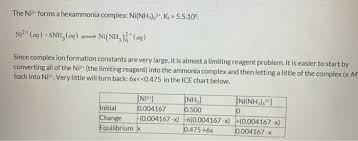 Solved The Ni2 Forms A Hexammonia Complex Ni Nh3 2 K 5