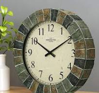 14" Retro Rustic Style Wall Clock with Faux Stone Sense｜Homary