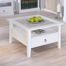 Two generous drawers combine with a shelf underneath to store living room accessories within reach, yet. Stanley Square Coffee Table In White With 1 Drawer Sale