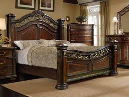 Mcferran B163 Q Antique Brass Cherry Wood Finish Queen Bedroom Set 4pcs B163 Q Set 4 King Bedroom Sets Bedroom Set Bedroom Sets Queen