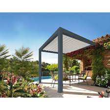 Solid Elements Pergola L X T 400 X 339 Cm Lamellendach Grau Weiss Bauhaus