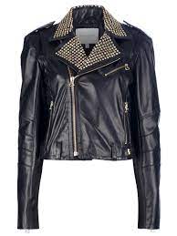 Pierre Balmain Studded Leather Biker Jacket Jackets Biker Jacket Black Studded