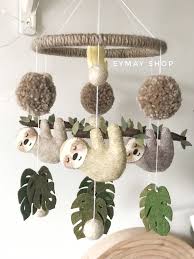 Baby Mobile Sloth Felt Sloth Mobile Nursery Boho Mobile Etsy Boho Mobile Felt Mobile Felt Baby