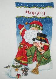 I've made this design with two options, a snowman with and. 08714 Counted Cross Stitch Kit Dimensions Santa Claus And Snowman Stocking