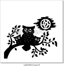 Free Art Print Of Silhouette Of Three Owls On Branch Owl Silhouette Birds Vector Owl Clip Art
