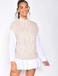Viewing as a guest user. Armelloser Pullover Mit Zopfmuster Jeans Industry