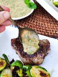 Lamb Loin Chops With Roasted Brussels Sprouts And A Mustard Mint Sauce California Grown Recipe Lamb Loin Chops Roasted Brussel Sprouts Lamb Loin
