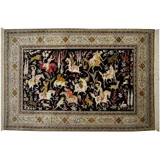 Diese teppiche werden in der heiligen stadt ghom in zentralpersien geknüpft. 14740 Seidenteppich Ghom 160 X 107 Cm Jagdteppich Perserteppich