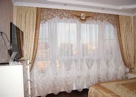 Kain lilin yang dipilih daripada warna vanila, putih, krim. Tulle Di Bilik Tidur Tirai Foto Jenis Pilihan