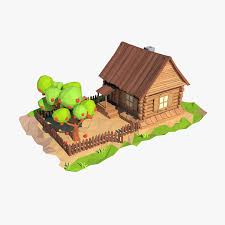 Cartoon Wooden House House 3d Model Wooden House Cartoon