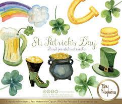St Patrick S Day Acuarela Clipart Png Hecho A Mano Etsy Watercolor Clipart Clip Art Shamrock Art