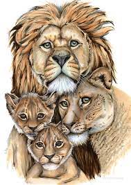Personalized Lion Family Print Custom Print Family Name Etsy In 2021 Lion Family Lion Tattoo Sleeves Lion Painting