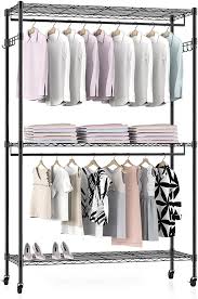 Maybe you would like to learn more about one of these? 3 Tiers Clothing Rack With Storage Shelves Lehom Heavy Duty Rolling Free Standing Garment Rack Closet Organizer With Double Rods Locable Wheels 2 Pairs Side Hooks Max Load 300 Lbs Black Kelvinbook