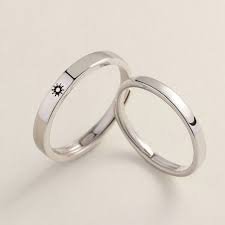 S925 Sterling Silver Sun Moon Promise Rings Couple Ring Set Etsy In 2021 Couples Ring Set Handmade Engagement Rings Couple Ring Design
