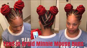 Minnie Mouse Buns Feed In Braids Youtube Feed In Braid Rope Braided Hairstyle Braids