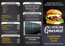 Creation Depliant 3 Volets Atelier Du Gourmet Hamburger Tacos Hotdog Seclin 59 Verso Studio Karma I Graphiste Freelance Lille I Creation Logo