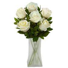 This elegant yet simple classic all white sympathy bouquet will extend your condolences in the add water daily to ensure your floral arrangement stays fresh and display the flowers in a cool location away from direct sunlight. Flower Bouquet 6 White Roses Friday July 20 2018 7 30pm Saint James Theatre