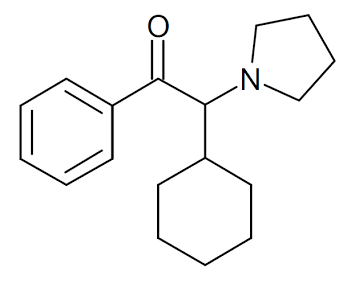 Skeletal chemical structure of α-PCYP, AI generated