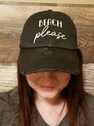 Beach Please Women S Ponytail Cap Beach Hat Vacation Etsy Ponytail Cap Summer Looks